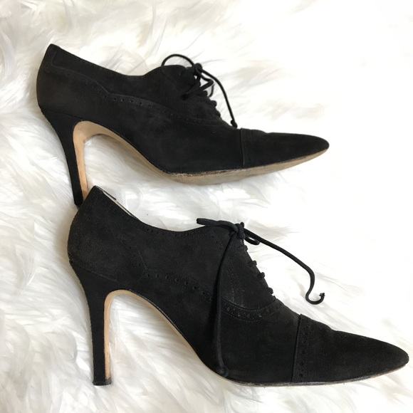 Manolo Blahnik Shoes - Manolo Blahnik Suede Laceup Oxford Ankle Boots 40